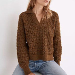 Sunbury Open-Stitch Polo Sweater